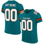 Custom Team Football Jersey - Personalized Teal White-Orange Mesh with Name & Number Personalized Teal White-Orange Mesh