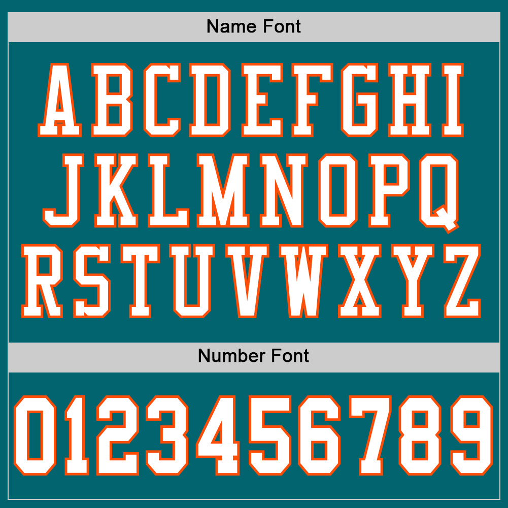 Personalized Teal White-Orange Mesh Authentic Football Jersey Personalized Teal White Orange Football Jersey - Authentic Mesh Style Personalized Teal White-Orange Mesh Authentic Football - Image 4