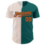 Custom Name Number Teal White Orange Pinstripe Baseball Jersey - Personalized Authentic Split Fashion Team Jersey Personalized
