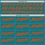 Custom Name Number Teal White Orange Pinstripe Baseball Jersey - Personalized Authentic Split Fashion Team Jersey Personalized