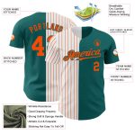 Custom Name Number Teal White Orange Pinstripe Baseball Jersey - Personalized Authentic Split Fashion Team Jersey Personalized