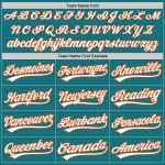 Custom Name and Number Unisex Softball Jersey - Personalized Teal White-Orange Two-Button Style Personalized Teal White-Orange