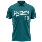 Custom Name & Number Personalized Teal White Performance Golf Polo Shirt for Team Use Personalized Teal White Performance