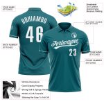 Custom Name & Number Personalized Teal White Performance Golf Polo Shirt for Team Use Personalized Teal White Performance