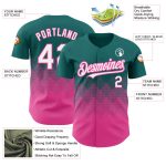 Custom Personalized Gradient Baseball Jersey with Teal White-Pink 3D Square Pattern, Team Name and Number included Personalized