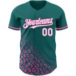 Custom Name Number Leopard Print Fade Baseball Jersey Teal White Pink 3D Pattern Design Fashion Authentic Personalized Teal