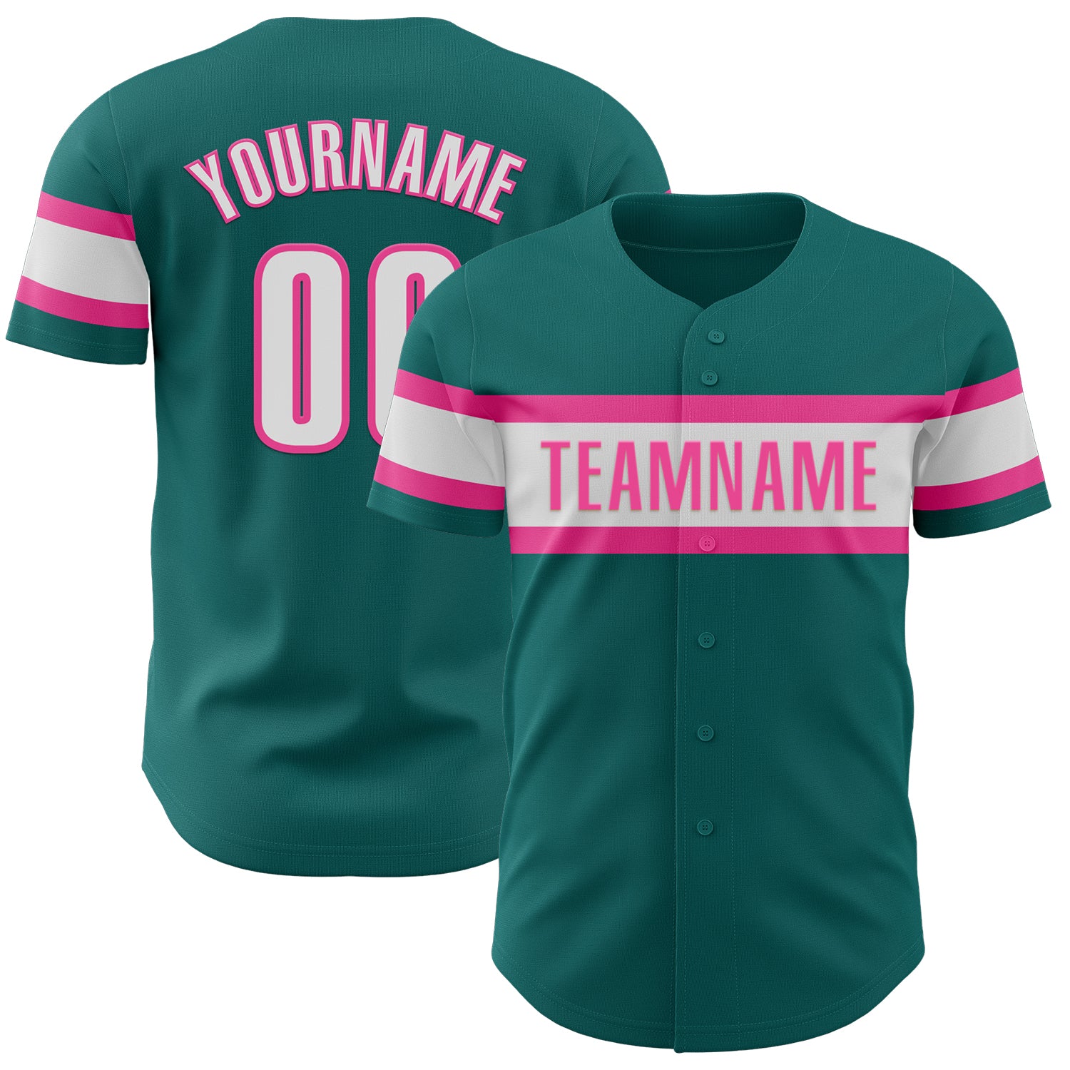 Personalized Authentic Baseball Jersey in Teal White and Pink - Custom Team Gear Personalized Teal White-Pink Authentic Baseball