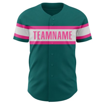 Personalized Authentic Baseball Jersey in Teal White and Pink - Custom Team Gear Personalized Teal White-Pink Authentic Baseball