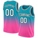 Custom Name and Number Basketball Jersey - Personalized Teal White-Pink Authentic Fade Fashion Jersey Personalized Teal White-Pink