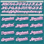 Custom Team Baseball Jersey with Personalized Name and Number - Teal White Pink Authentic Raglan Sleeves Personalized Teal