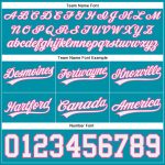 Custom Name Number Basketball Shorts - Personalized Teal White Pink Authentic Throwback Design Personalized Teal White-Pink