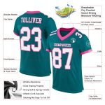 Custom Mesh Football Jersey - Personalized Teal White-Pink Team Jersey with Name and Number Personalized Teal White-Pink