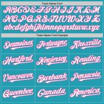 Customizable Teal White-Pink Baseball Jersey with Team Name and Number - Authentic Throwback Design Personalized Teal White-Pink