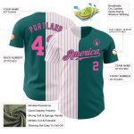 Custom Name & Number Personalized Teal White-Pink Pinstripe Baseball Jersey - Authentic Team Fashion Jersey Personalized