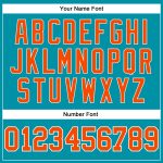 Custom Team Basketball Jersey - Personalized Teal White Pinstripe with Orange Name & Number Personalized Teal White Pinstripe