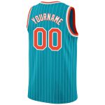 Custom Team Basketball Jersey with Personalized Name and Number - Teal White Pinstripe Orange-White Authentic Design Personalized
