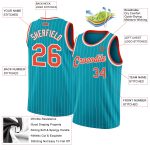 Custom Team Basketball Jersey with Personalized Name and Number - Teal White Pinstripe Orange-White Authentic Design Personalized