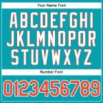 Custom Team Basketball Jersey with Personalized Name and Number - Teal White Pinstripe Orange-White Authentic Design Personalized