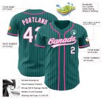 Custom Name and Number Authentic Baseball Jersey - Personalized Teal White Pinstripe Design Personalized Teal White Pinstripe
