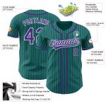 Custom Purple Teal White Pinstripe Baseball Jersey with Personalized Name & Number - Authentic Team Gear Personalized Teal