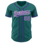 Custom Purple Teal White Pinstripe Baseball Jersey with Personalized Name & Number - Authentic Team Gear Personalized Teal