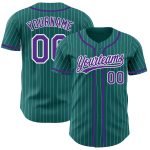 Custom Purple Teal White Pinstripe Baseball Jersey with Personalized Name & Number - Authentic Team Gear Personalized Teal