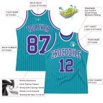 Custom Name Number Authentic Basketball Jersey Teal White Pinstripe Purple - Personalized Team Jersey Personalized Teal White