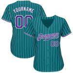 Custom Teal White Pinstripe Baseball Jersey with Personalized Name and Number - Authentic Team Apparel Personalized Teal