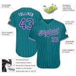 Custom Teal White Pinstripe Baseball Jersey with Personalized Name and Number - Authentic Team Apparel Personalized Teal