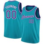 Custom Basketball Jersey - Personalized Purple White Teal Pinstripe with Name & Number - Authentic Team Design Personalized