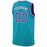 Custom Basketball Jersey - Personalized Purple White Teal Pinstripe with Name & Number - Authentic Team Design Personalized