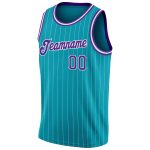 Custom Basketball Jersey - Personalized Purple White Teal Pinstripe with Name & Number - Authentic Team Design Personalized