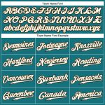 Custom Team Name Number Authentic Baseball Jersey Teal White Pinstripe Old Gold Personalized Design Personalized Teal White