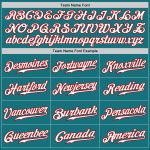 Custom Name and Number Baseball Jersey - Personalized Teal White Red Pinstripe Authentic Team Apparel Personalized Teal White