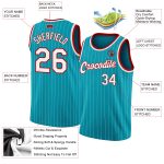 Custom Teal White Pinstripe Basketball Jersey with Personal Name & Number - Authentic Team Gear Personalized Teal White Pinstripe
