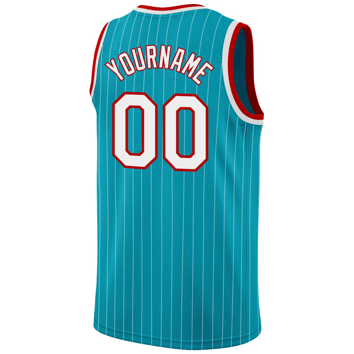 Personalized Teal White Pinstripe White-Red Authentic Basketball Jersey Team Custom Name and Number Custom Teal White Pinstripe Basketball Jersey with Personal Name & Number - Authentic Team Gear Personalized Teal White Pinstripe - Image 6