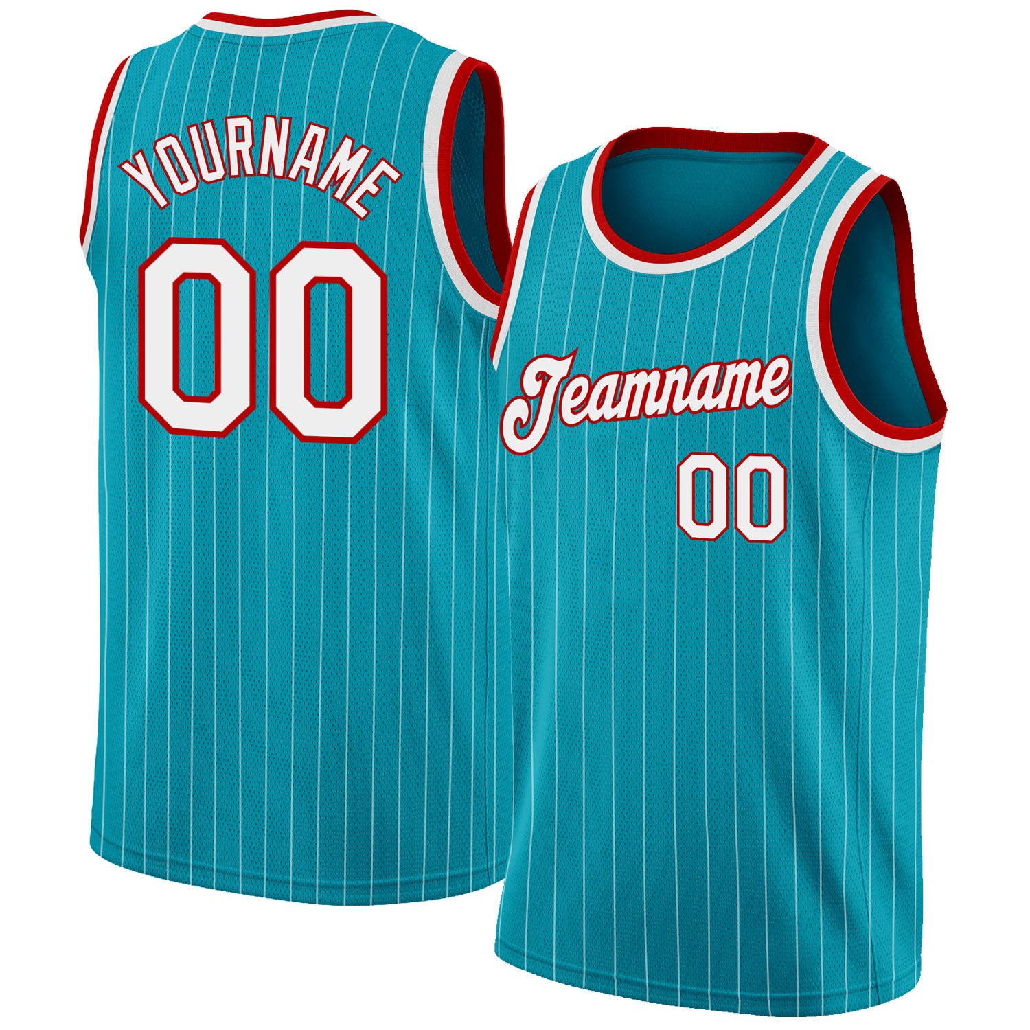 Custom Teal White Pinstripe Basketball Jersey with Personal Name & Number - Authentic Team Gear Personalized Teal White Pinstripe