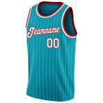 Custom Teal White Pinstripe Basketball Jersey with Personal Name & Number - Authentic Team Gear Personalized Teal White Pinstripe