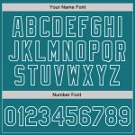 Custom Name and Number Unisex Softball Jersey - Personalized Teal and White Two-Button Pinstripe Design Personalized Teal