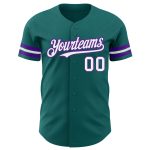 Personalized Baseball Jersey in Teal, White, and Purple - Custom Authentic Design Personalized Teal White-Purple Authentic