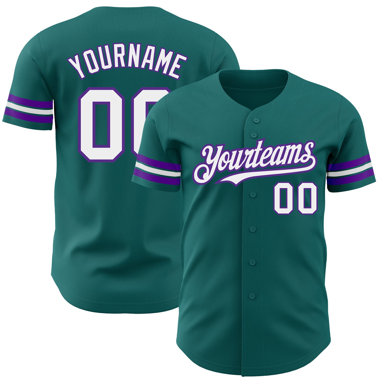 Personalized Baseball Jersey in Teal, White, and Purple - Custom Authentic Design Personalized Teal White-Purple Authentic