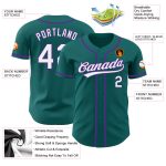 Custom Name Number Baseball Jersey Teal White Purple Personalized Team Apparel Personalized Teal White-Purple Authentic Baseball