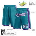 Custom Team Basketball Shorts - Personalized Teal White Purple with Name & Number Personalized Teal White-Purple Authentic
