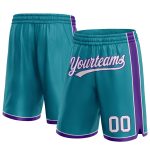 Custom Team Basketball Shorts - Personalized Teal White Purple with Name & Number Personalized Teal White-Purple Authentic