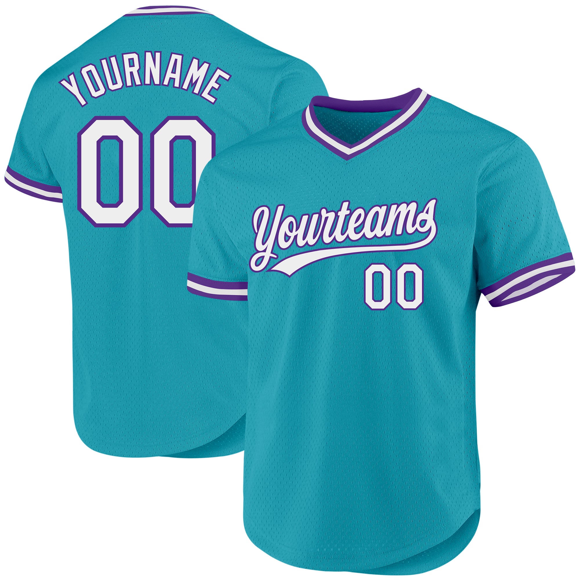 Custom Baseball Jersey - Personalized Teal White-Purple Throwback with Name and Number, Authentic Team Design Personalized