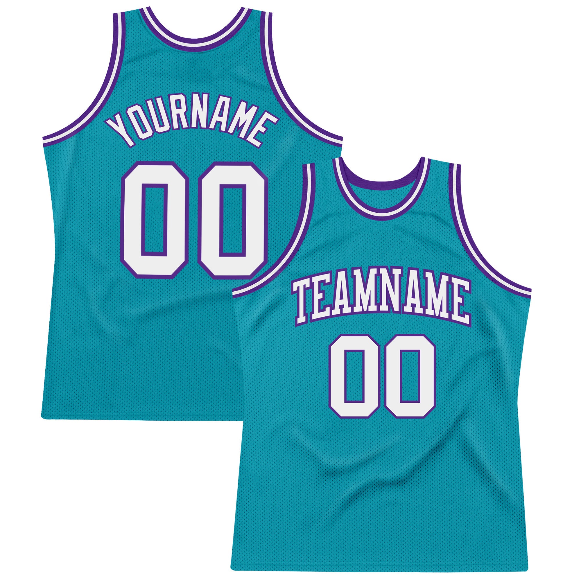 Custom Teal White-Purple Basketball Jersey - Authentic Throwback Design Personalized Teal White-Purple Authentic Throwback