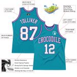 Custom Teal White-Purple Basketball Jersey - Authentic Throwback Design Personalized Teal White-Purple Authentic Throwback