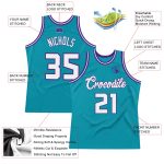 Custom Name Number Authentic Basketball Jersey Teal White Purple Throwback Design Personalized Teal White-Purple Authentic