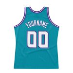 Custom Name Number Authentic Basketball Jersey Teal White Purple Throwback Design Personalized Teal White-Purple Authentic