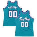 Custom Name Number Authentic Basketball Jersey Teal White Purple Throwback Design Personalized Teal White-Purple Authentic